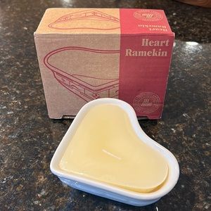 LONGABERGER POTTERY HEART RAMEKIN with candle